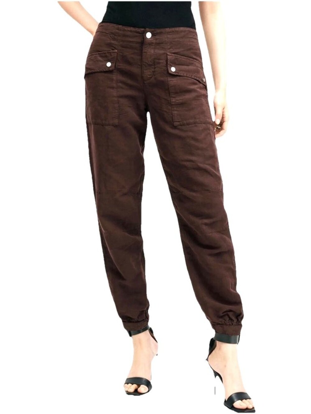 All Saints Val Cargo Joggers Pants Deep Burgundy Size 2 Utility Pockets Womans